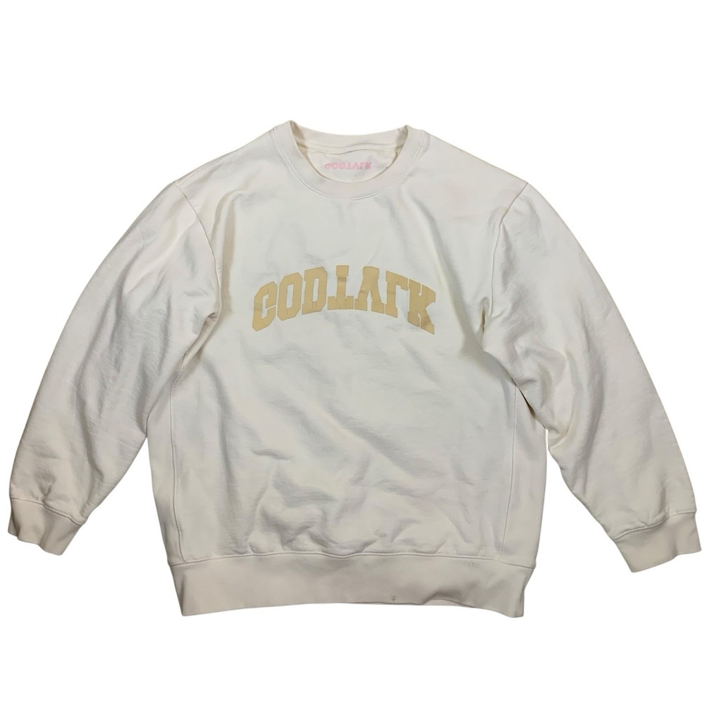 Original Favorites Godtalk Cream Logo Graphic Sweatshirt Streetwear Pullover M